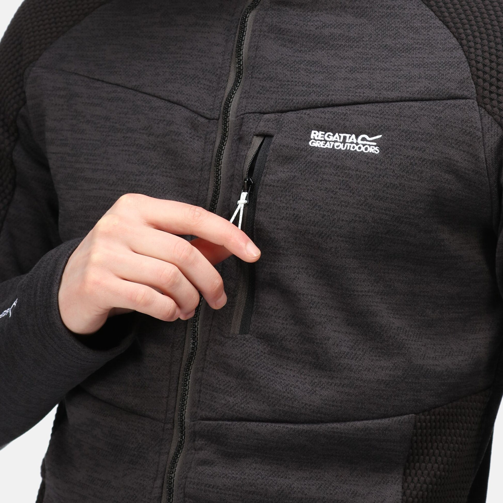 Ash-Black - Close up - Regatta Mens Farson Soft Shell Jacket