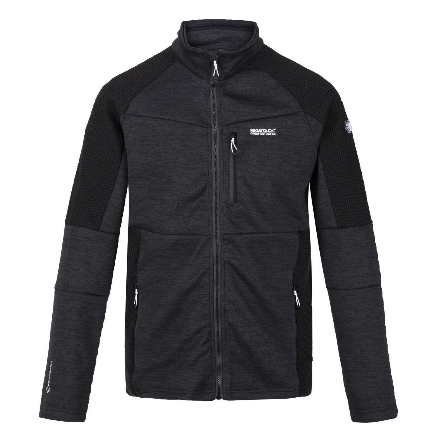 Ash-Black - Front - Regatta Mens Farson Soft Shell Jacket