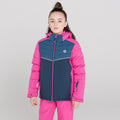 Raspberry Rose-Dark Denim-Nightfall Navy - Back - Dare 2B Childrens-Kids Cheerful Waterproof Ski Jacket