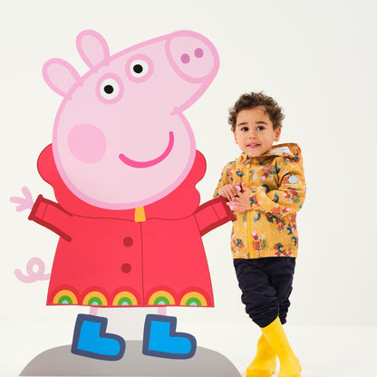 Glowlight Yellow - Back - Regatta Childrens-Kids Muddy Puddle Peppa Pig Floral Hooded Waterproof Jacket