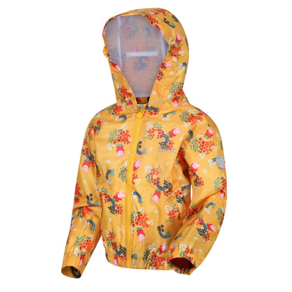 Glowlight Yellow - Lifestyle - Regatta Childrens-Kids Muddy Puddle Peppa Pig Floral Hooded Waterproof Jacket
