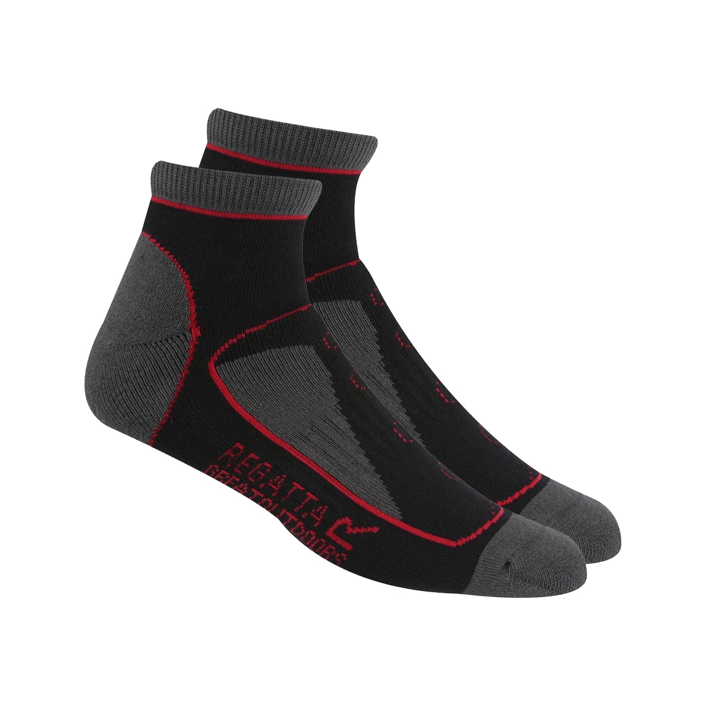 Black-Cherry Pink - Back - Regatta Womens-Ladies Samaris Trail Colour Block Ankle Socks (Pack of 2)