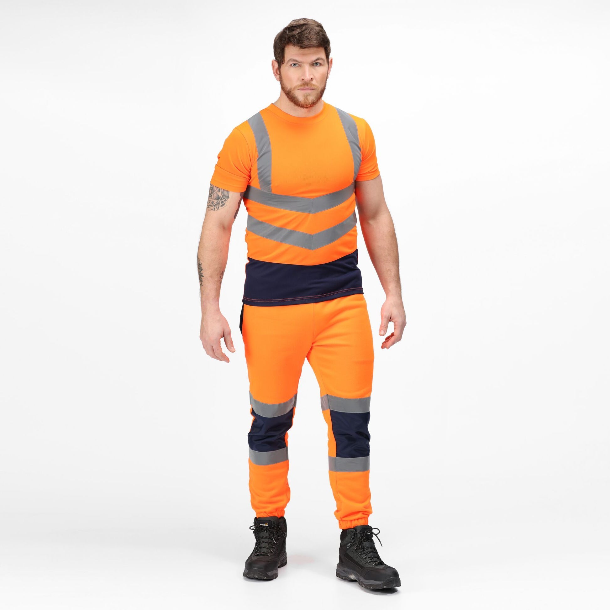 Orange-Navy - Back - Regatta Professional Mens High-Vis Short-Sleeved T-Shirt