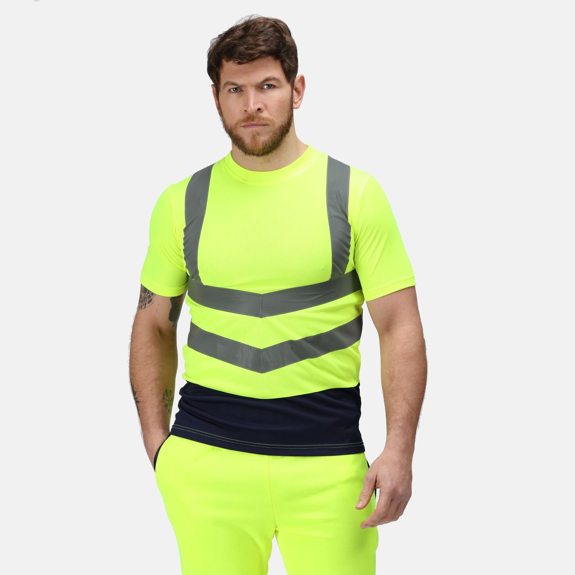 Yellow-Navy - Back - Regatta Professional Mens High-Vis Short-Sleeved T-Shirt