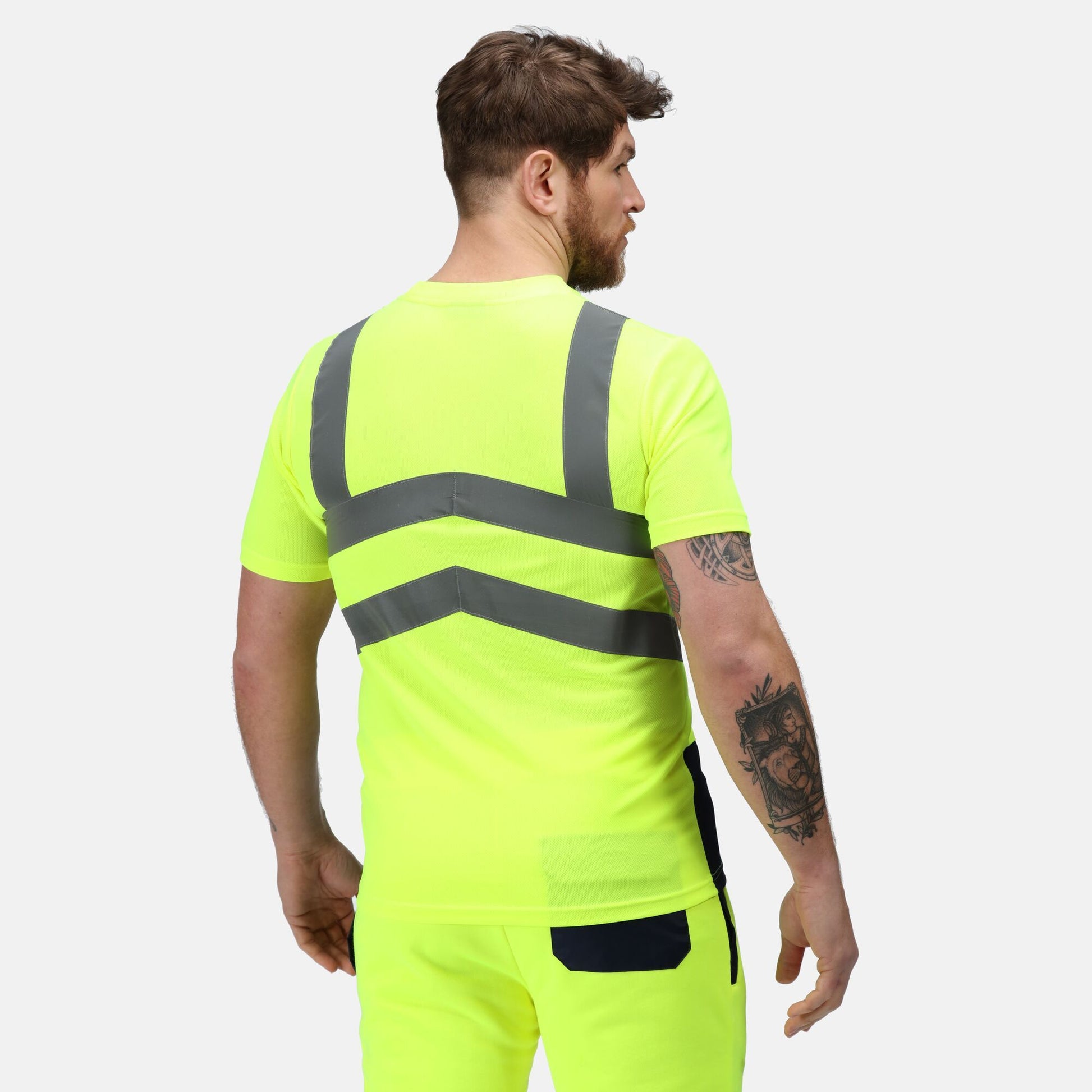 Yellow-Navy - Side - Regatta Professional Mens High-Vis Short-Sleeved T-Shirt