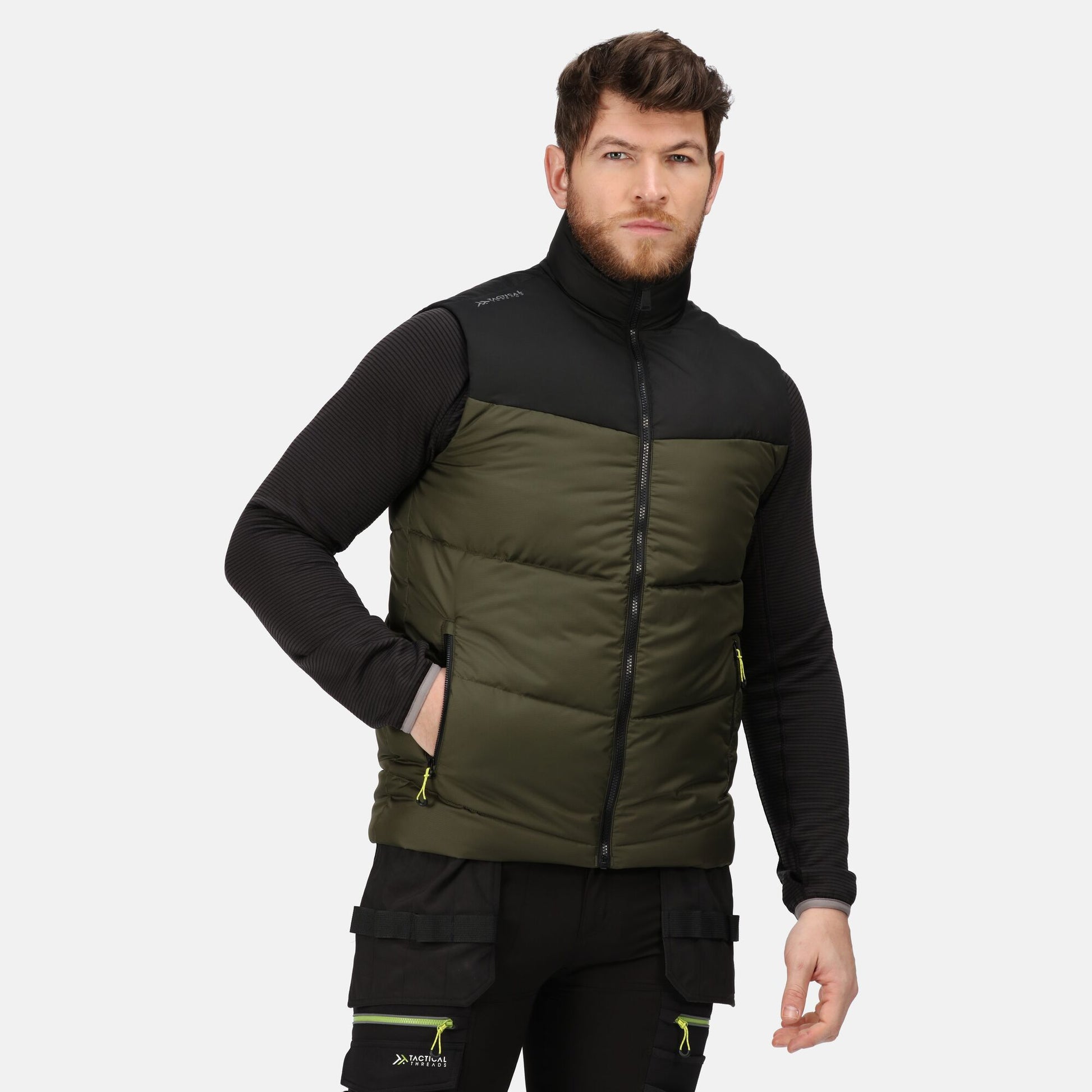 Dark Khaki-Black - Back - Regatta Professional Mens Insulated Body Warmer