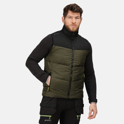 Dark Khaki-Black - Back - Regatta Professional Mens Insulated Body Warmer