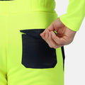 Yellow-Navy - Close up - Regatta Professional Mens Hi-Vis Bottoms