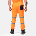 Orange-Navy - Close up - Regatta Professional Mens Hi-Vis Bottoms