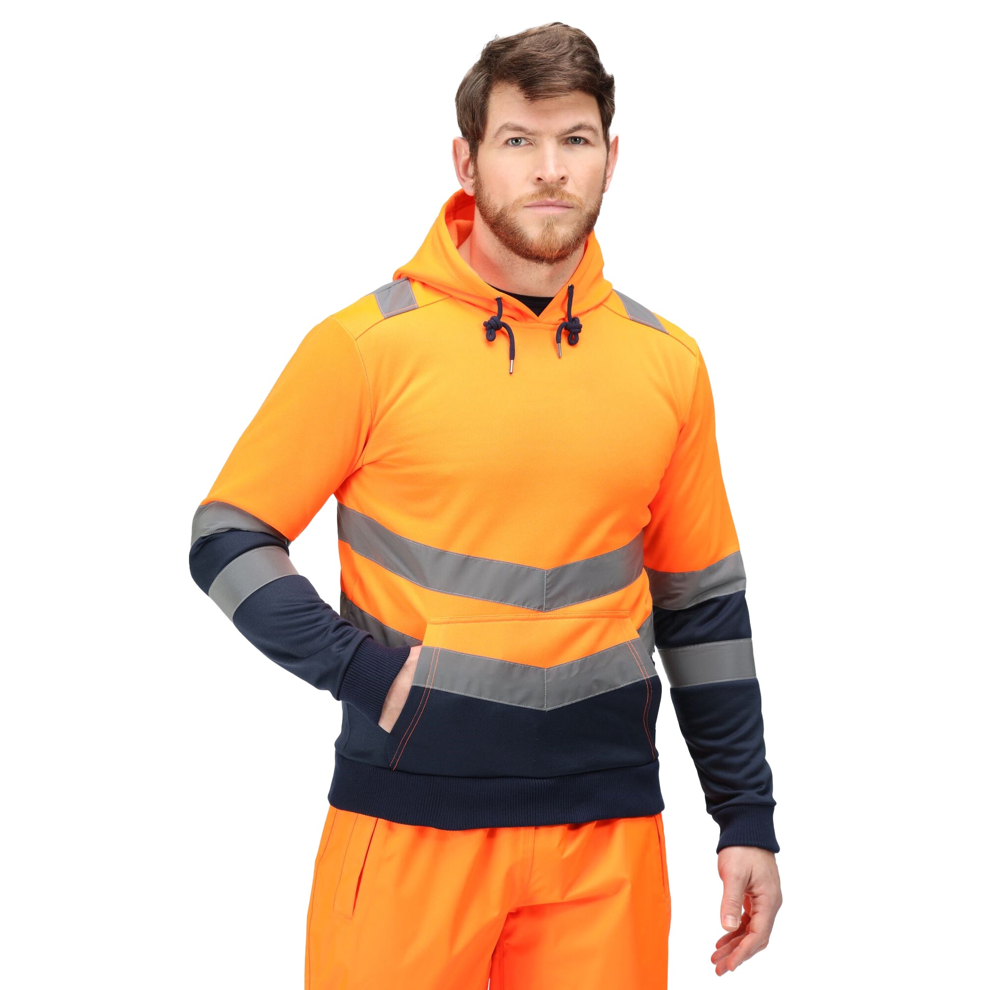 Orange - Side - Regatta Professional Mens Overhead High-Vis Hoodie