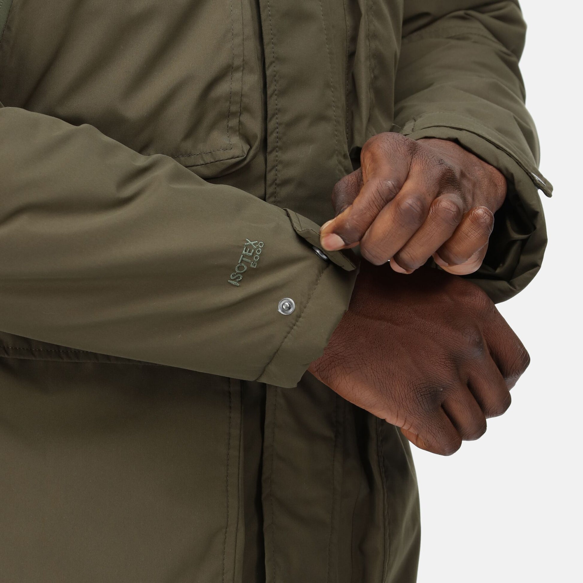 Dark Khaki - Close up - Regatta Mens Volter Waterproof Insulated Parka