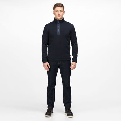 Navy - Side - Regatta Mens Galador Half Zip Fleece Top