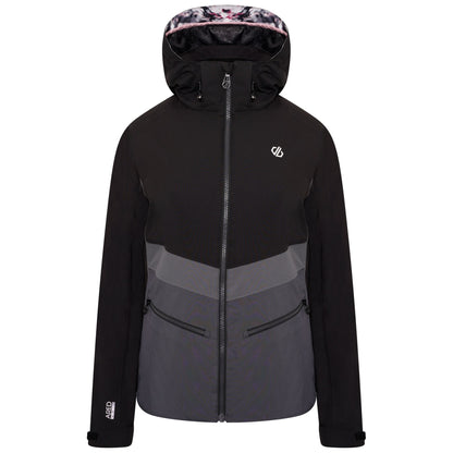 Black-Ebony Grey - Front - Dare 2B Womens-Ladies Equalise Heated Ski Jacket