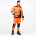 Orange-Navy - Back - Regatta Professional Mens Baffled Hi-Vis Thermal Top