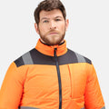 Orange-Navy - Side - Regatta Professional Mens Baffled Hi-Vis Thermal Top