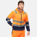 Orange-Navy - Back - Regatta Mens Pro Hi-Vis Full Zip Jacket