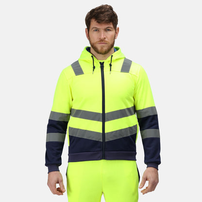 Yellow-Navy - Back - Regatta Professional Mens Hi-Vis Full Zip Jacket