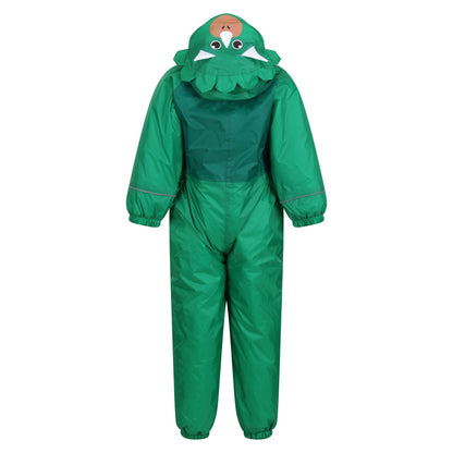 Jellybean Green - Back - Regatta Childrens-Kids Mudplay III Dinosaur Waterproof Puddle Suit