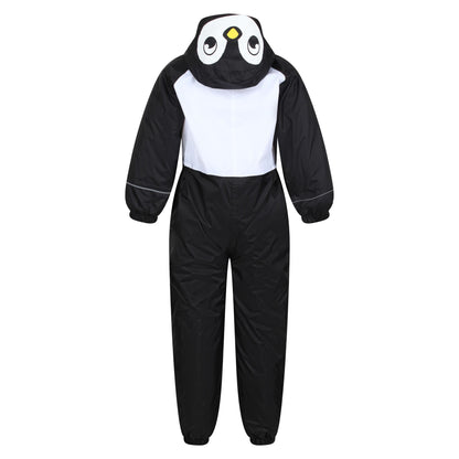 Black - Back - Regatta Childrens-Kids Mudplay III Penguin Waterproof Puddle Suit