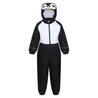 Black - Front - Regatta Childrens-Kids Mudplay III Penguin Waterproof Puddle Suit