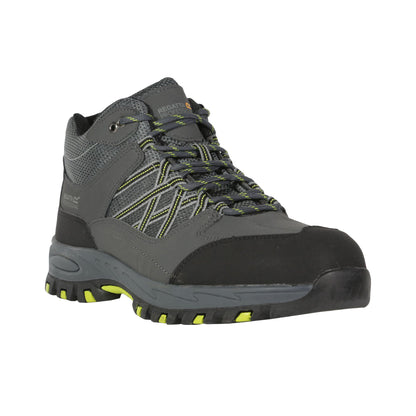 Briar Grey-Lime - Front - Regatta Professional Mens Safety Shoes