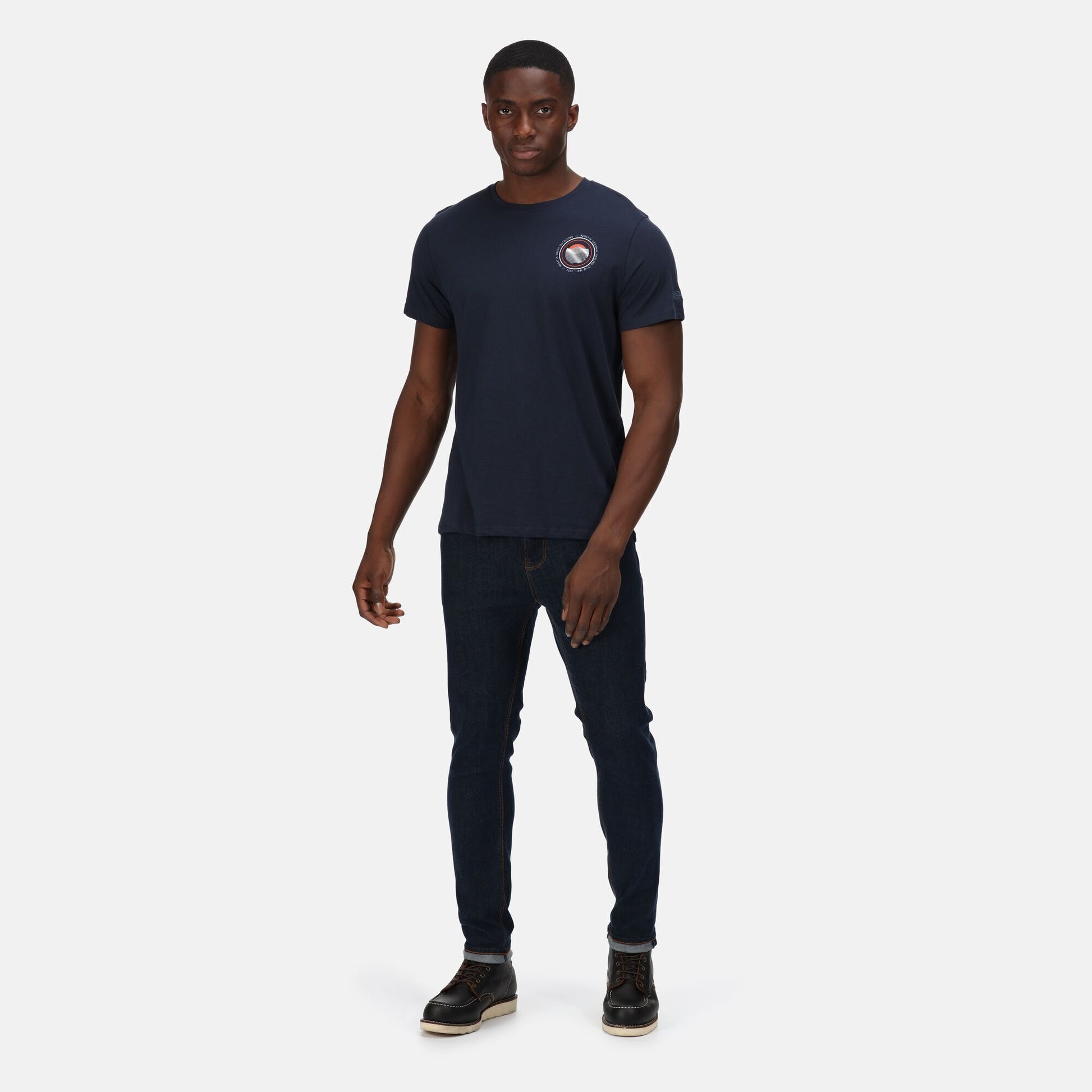 Navy - Back - Regatta Mens Cline VI Sunset Cotton T-Shirt