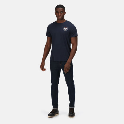 Navy - Back - Regatta Mens Cline VI Sunset Cotton T-Shirt