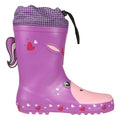 Radiant Orchid - Back - Regatta Childrens-Kids Unicorn Wellington Boots