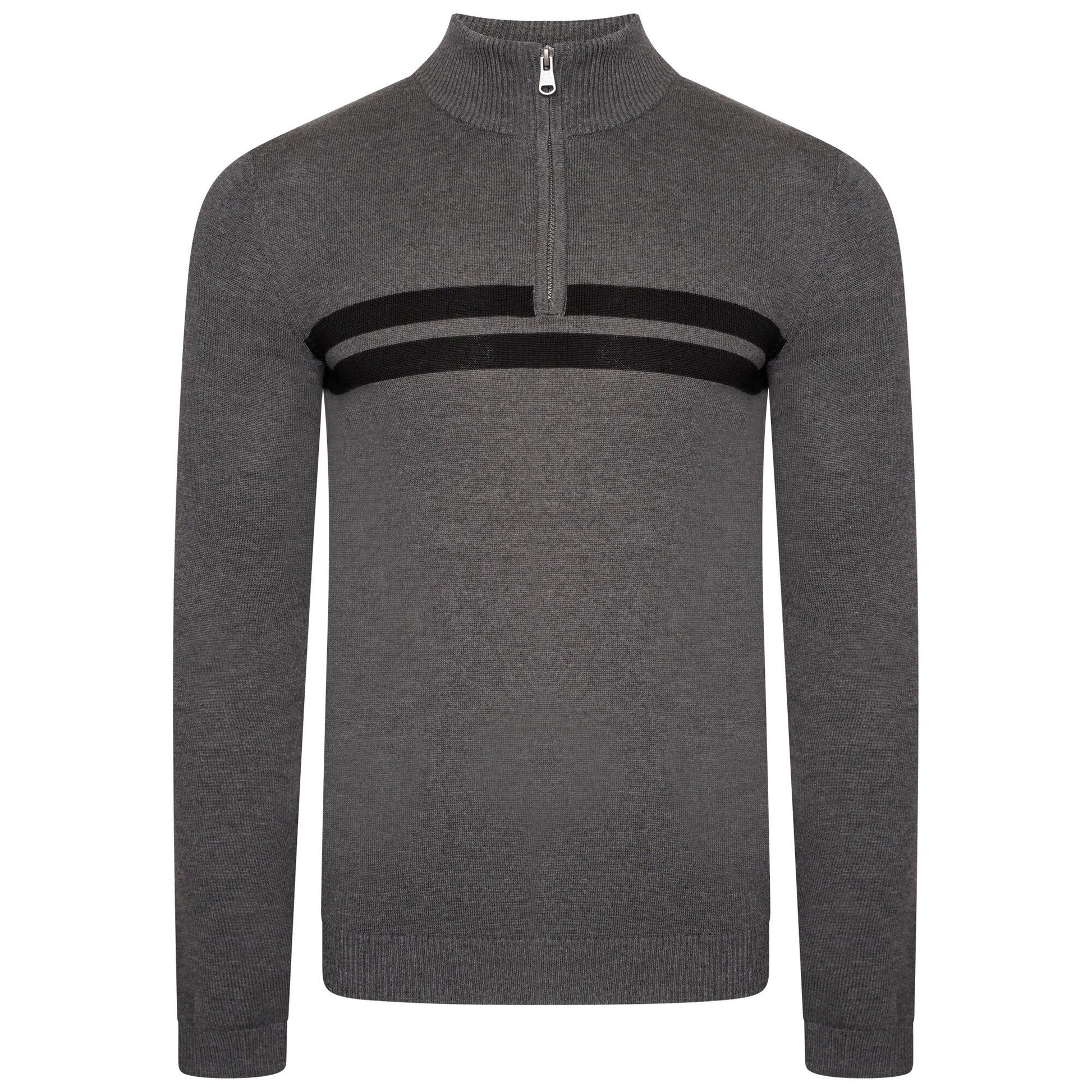 Charcoal Grey-Black - Front - Dare 2B Mens Unite Us Knitted Half Zip Sweatshirt