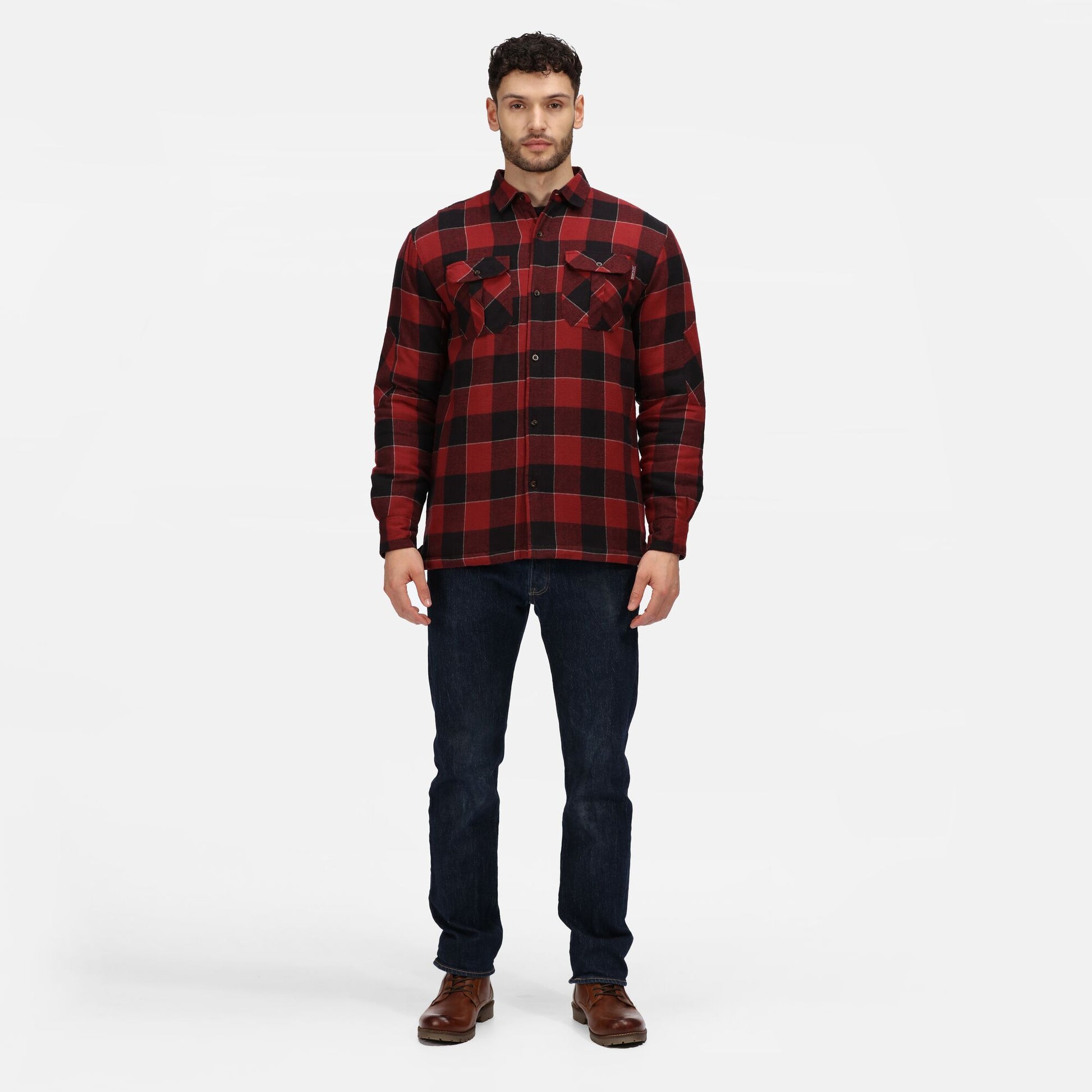Red - Back - Regatta Professional Mens Checked Padded Shirt