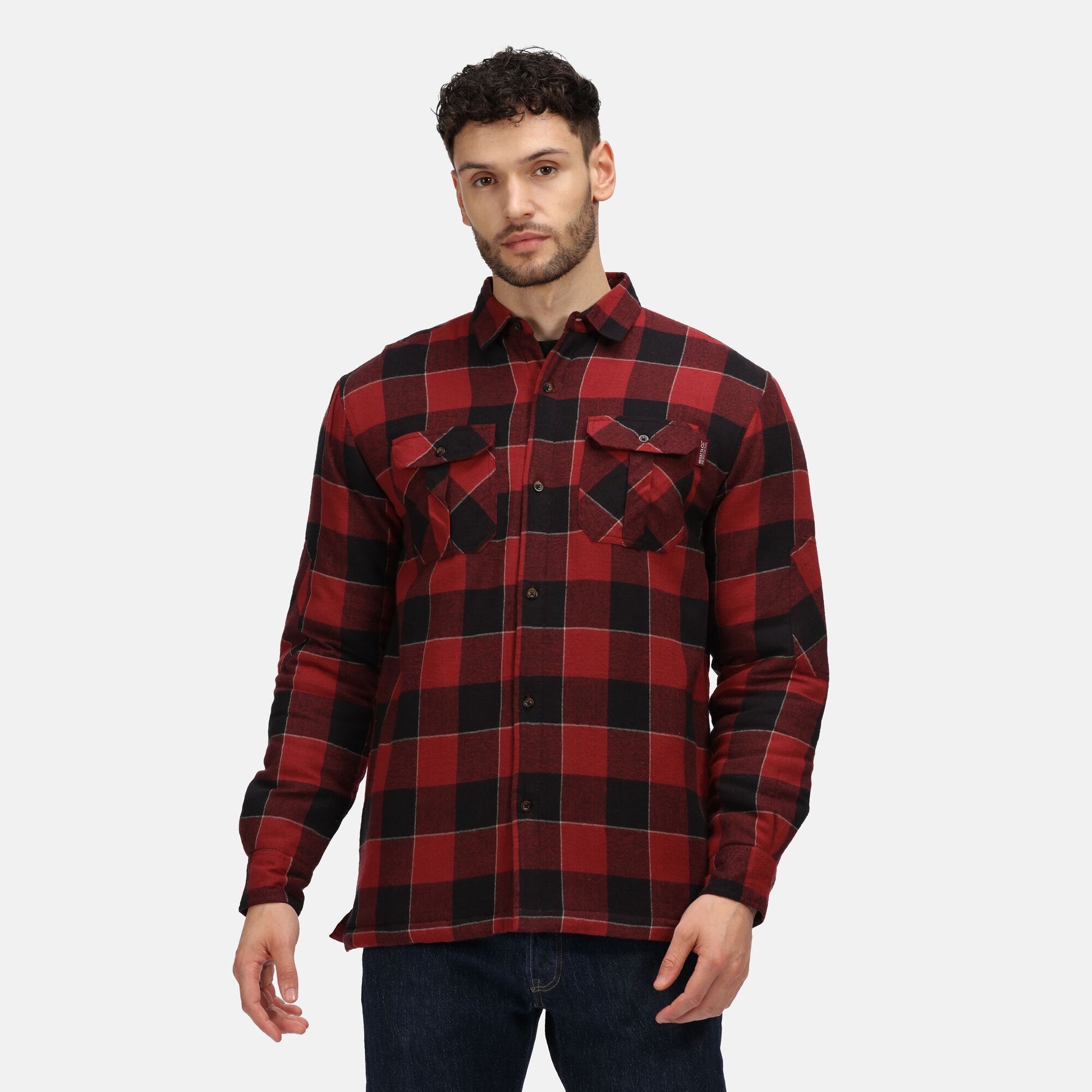 Red - Lifestyle - Regatta Professional Mens Checked Padded Shirt