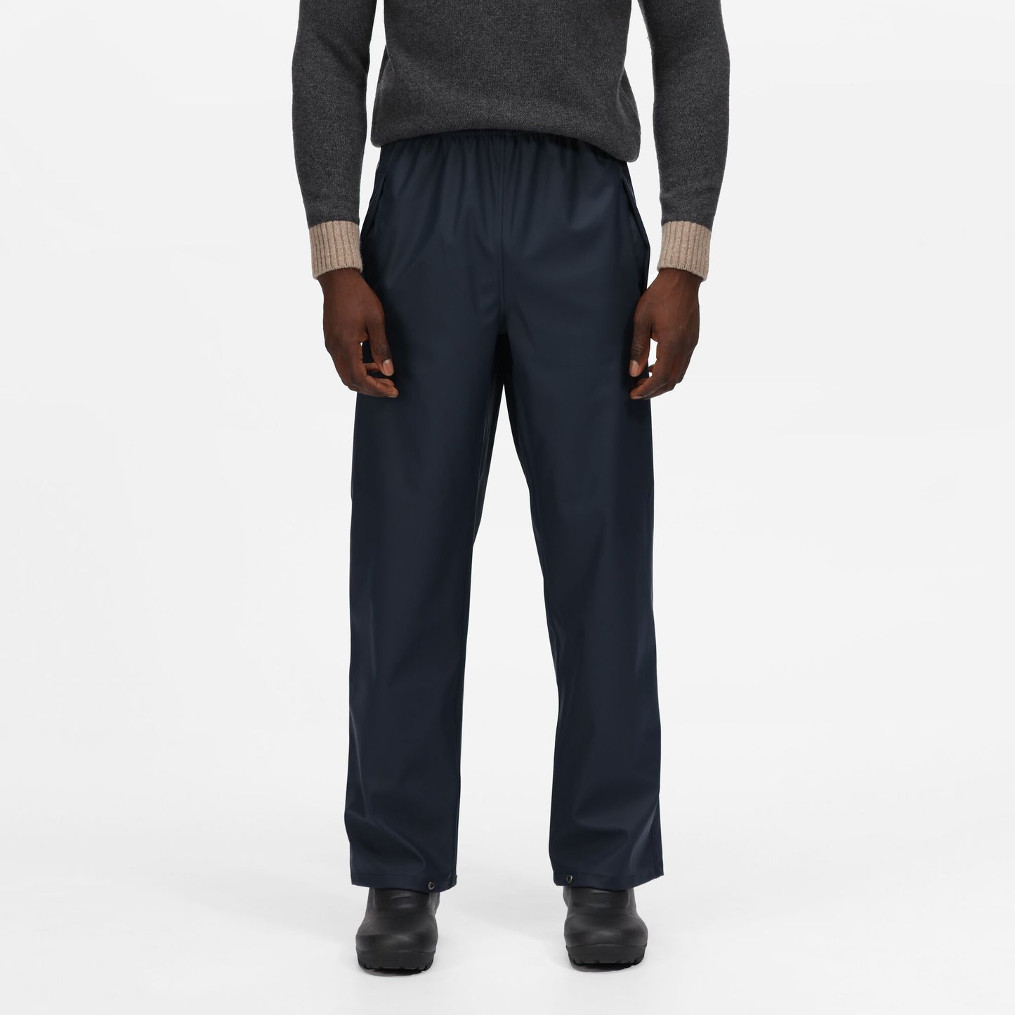 Navy - Side - Regatta Professional Mens Waterproof Rain Trousers