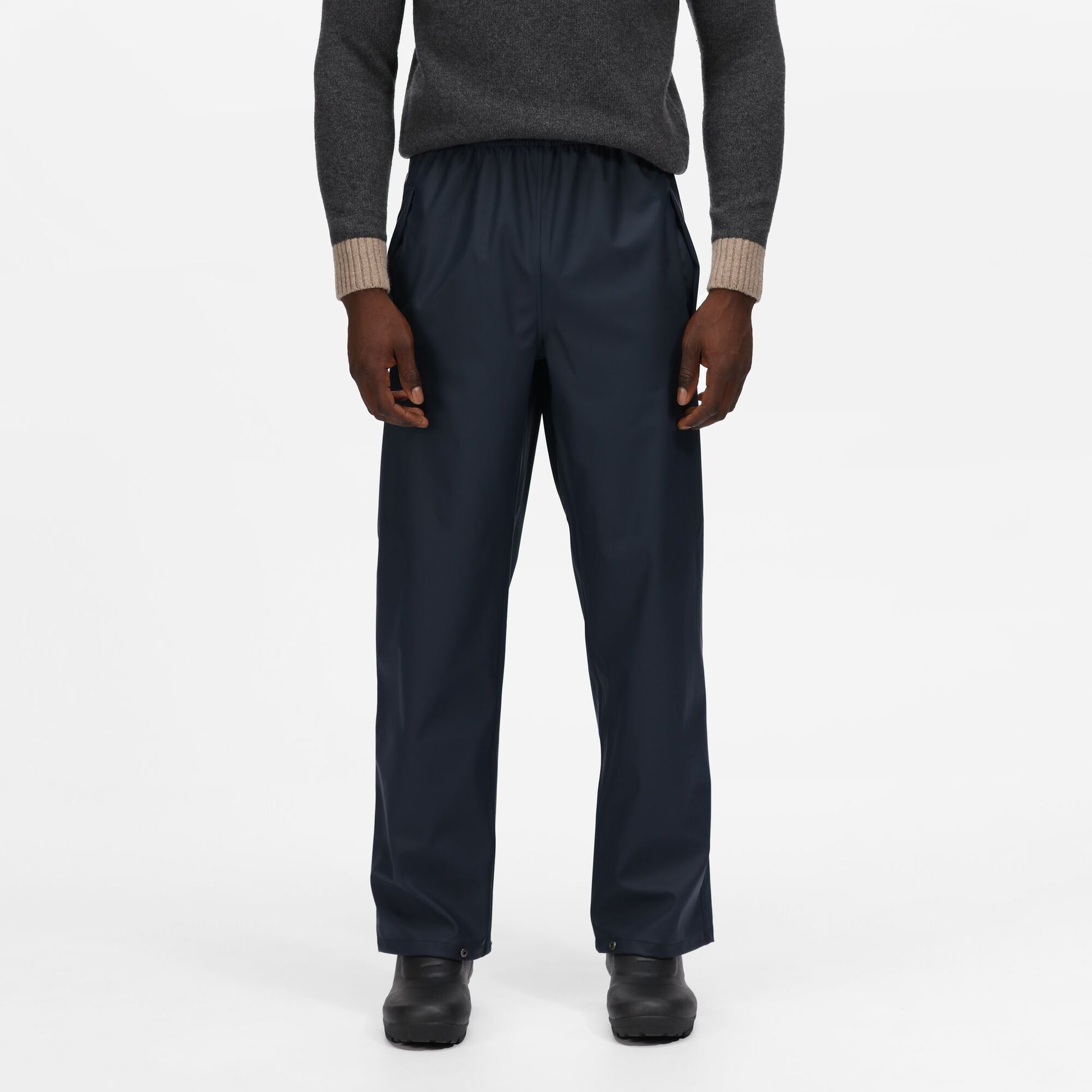 Navy - Side - Regatta Professional Mens Waterproof Rain Trousers