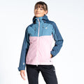 Powder Pink-Bluestone - Back - Dare 2B Womens-Ladies Diverse II Waterproof Jacket