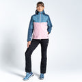 Powder Pink-Bluestone - Side - Dare 2B Womens-Ladies Diverse II Waterproof Jacket