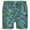 Sea Pine-Green Algae - Front - Regatta Boys Skander II Camo Swim Shorts