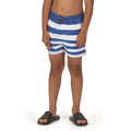 Lapis Blue - Back - Regatta Boys Skander II Striped Swim Shorts
