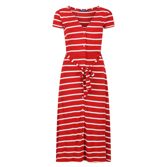 True Red-White - Front - Regatta Womens-Ladies Maisyn Stripe Shirt Dress