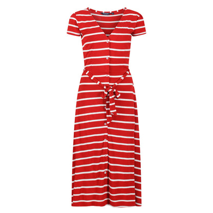 True Red-White - Front - Regatta Womens-Ladies Maisyn Stripe Shirt Dress