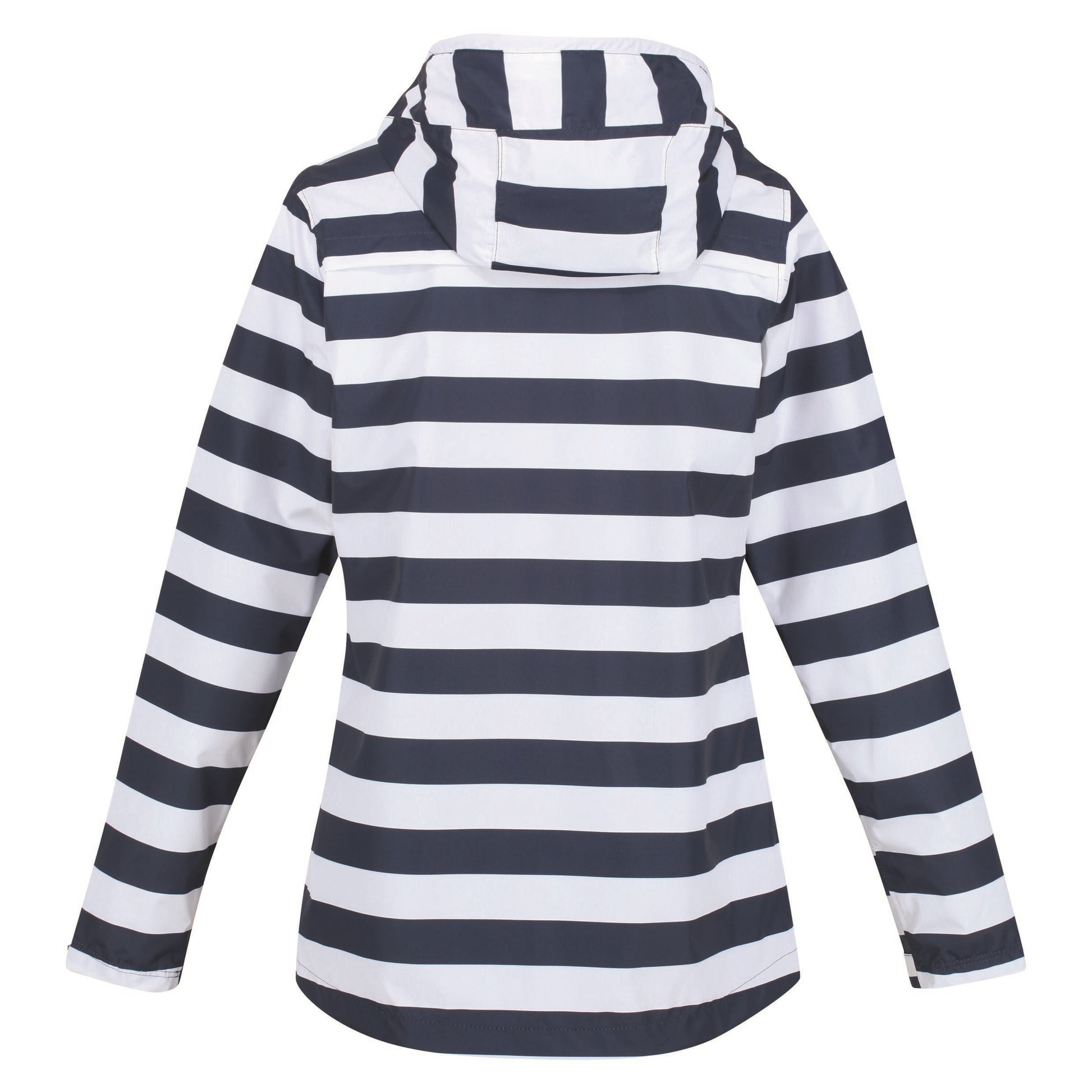 Navy-White - Pack Shot - Regatta Womens-Ladies Bayarma Striped Lightweight Waterproof Jacket