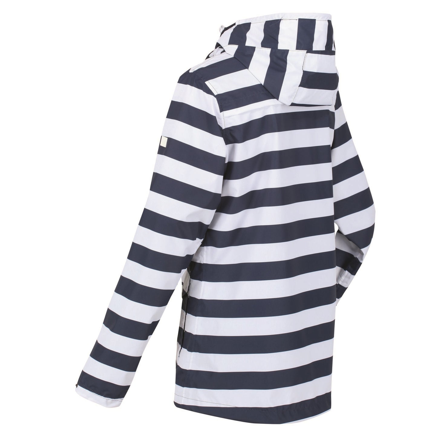 Navy-White - Close up - Regatta Womens-Ladies Bayarma Striped Lightweight Waterproof Jacket