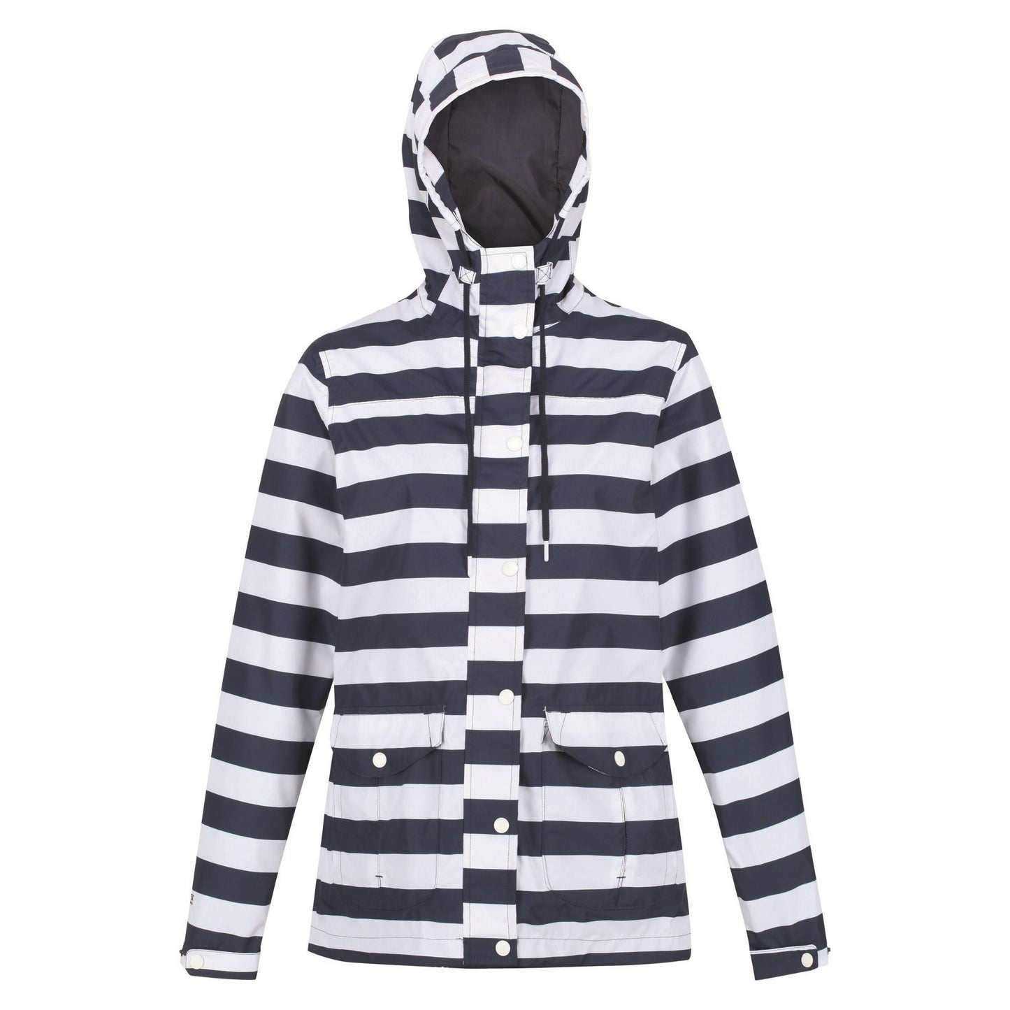 Navy-White - Front - Regatta Womens-Ladies Bayarma Striped Lightweight Waterproof Jacket
