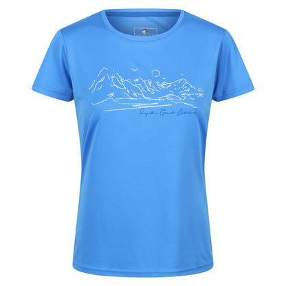 Sonic Blue - Front - Regatta Womens-Ladies Fingal VI Mountain T-Shirt