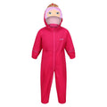 Pink-Fuchsia - Front - Regatta Childrens-Kids Charco Princess Waterproof Puddle Suit