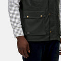 Dark Khaki - Close up - Regatta Professional Mens Waxed Body Warmer