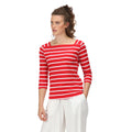 True Red-White - Back - Regatta Womens-Ladies Polexia Stripe T-Shirt