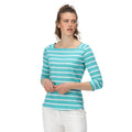 Turquoise-White - Back - Regatta Womens-Ladies Polexia Stripe T-Shirt