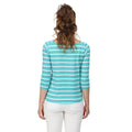 Turquoise-White - Side - Regatta Womens-Ladies Polexia Stripe T-Shirt