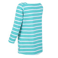 Turquoise-White - Pack Shot - Regatta Womens-Ladies Polexia Stripe T-Shirt