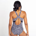 Black - Pack Shot - Dare 2B Womens-Ladies Make Waves Dotted Recycled One Piece Swimsuit